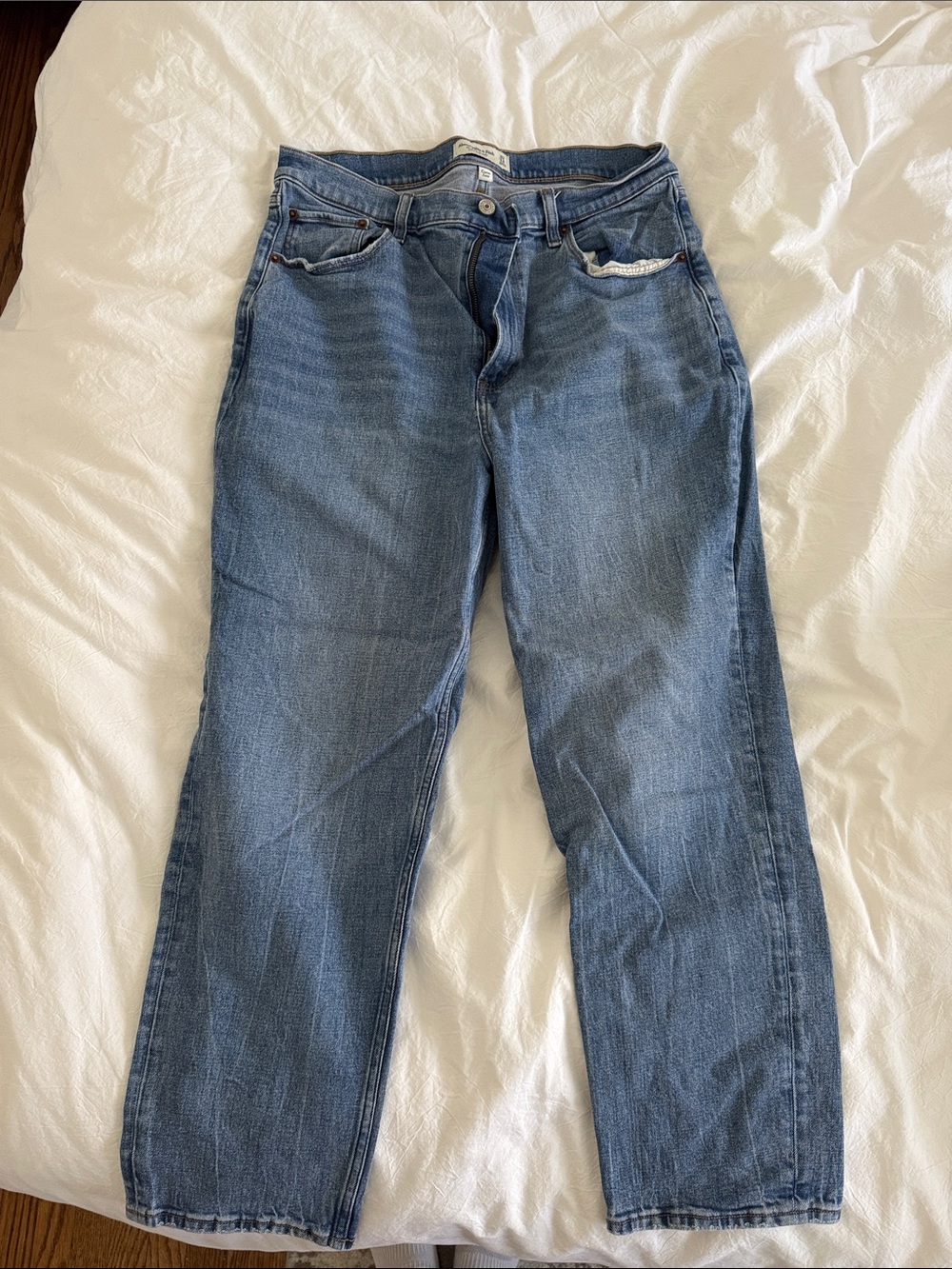 abercrombie & fitch straight ankle curvelove denim jeans - ultra high rise